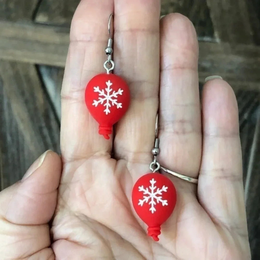 3 for $25/ Snowflake Ornament Handmade Clay Polymer Drop Earrings NWT